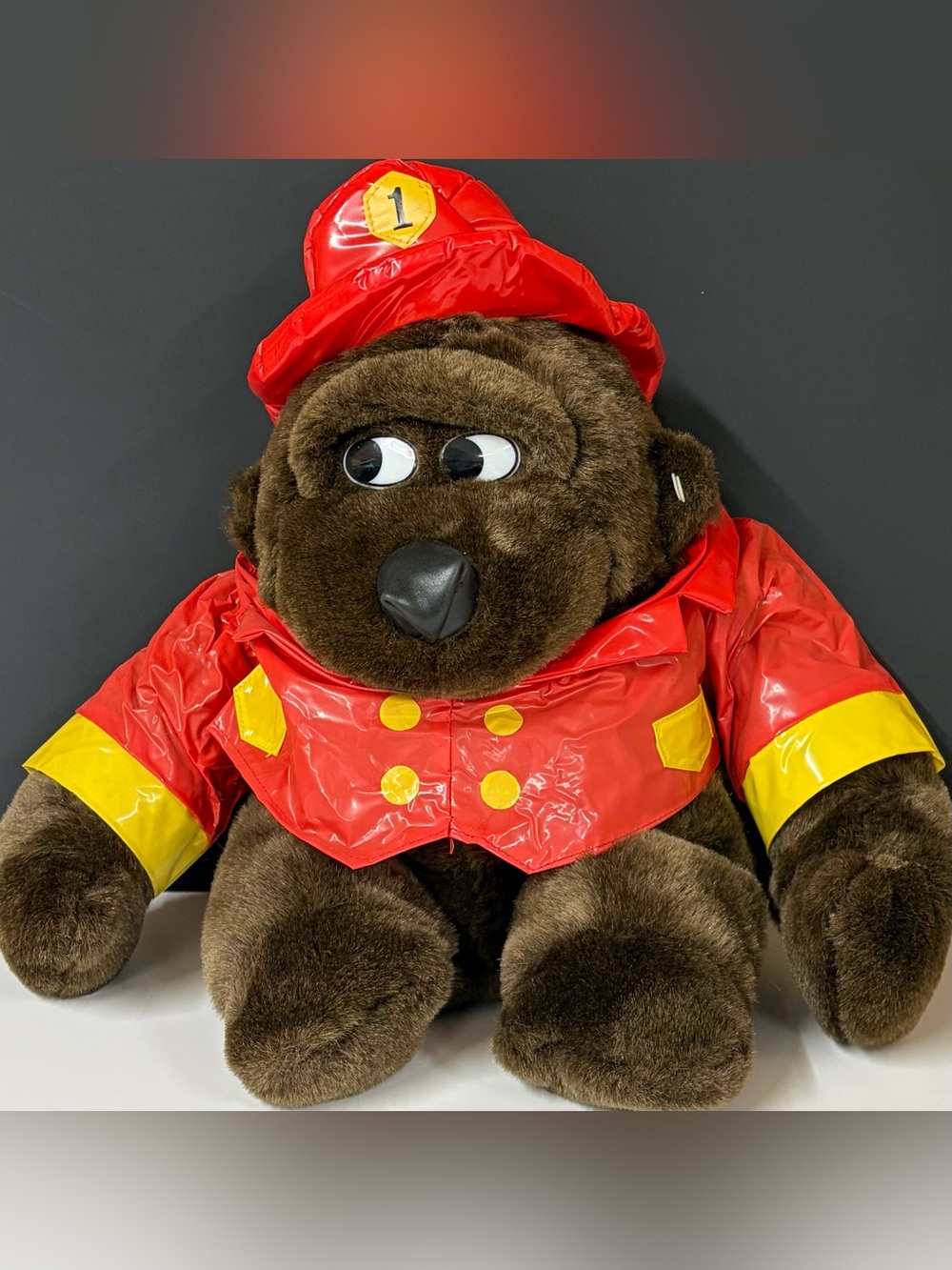 Vintage Fireman Fran Side Eye Gorilla Monkey Plush Stuffed Animal Outfit RARE